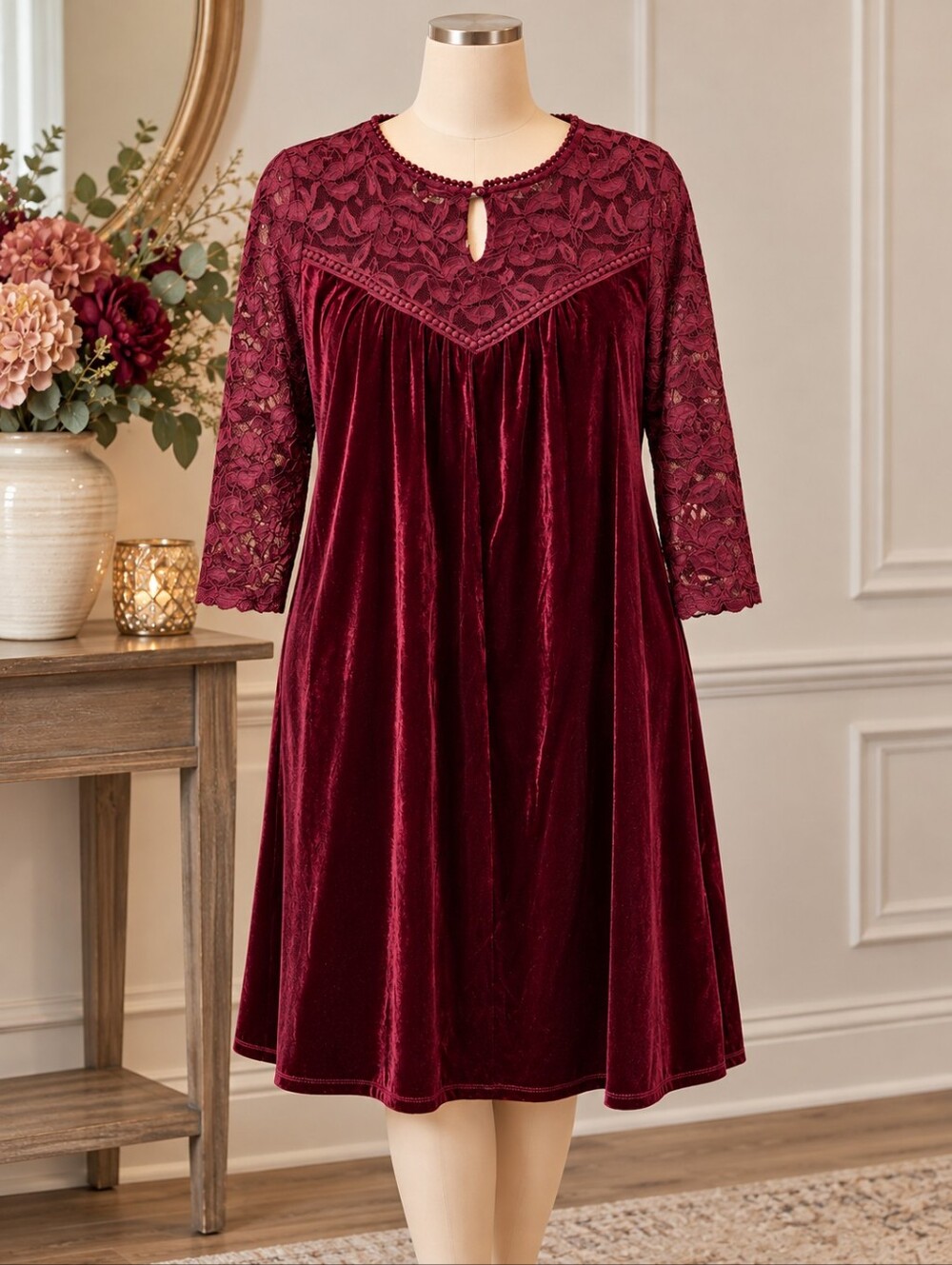 Luxology Burgundy Velvet Dress XL